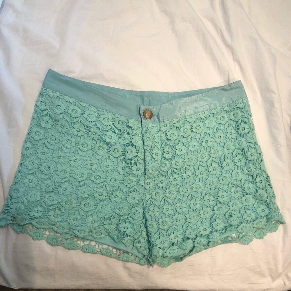Teal Lace Shorts